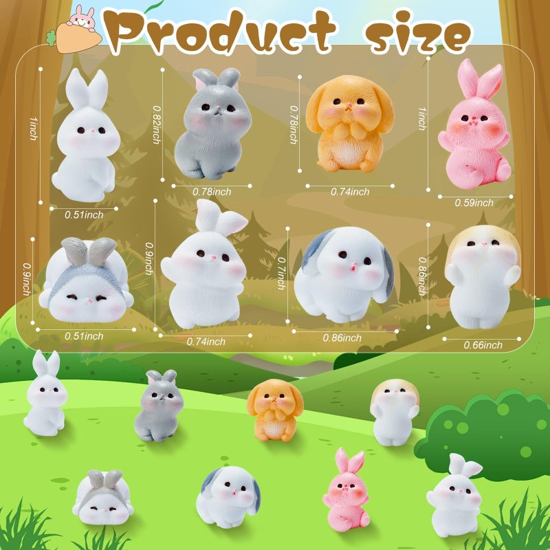 Exasinine 24 Pcs Mini Rabbits Easter Bunny Resin Bunny Figurines Mini Animals Fairy Garden Miniature Moss Landscape Ornaments for Easter Egg Fillers Dollhouse Cake Home D  cor - Image 2